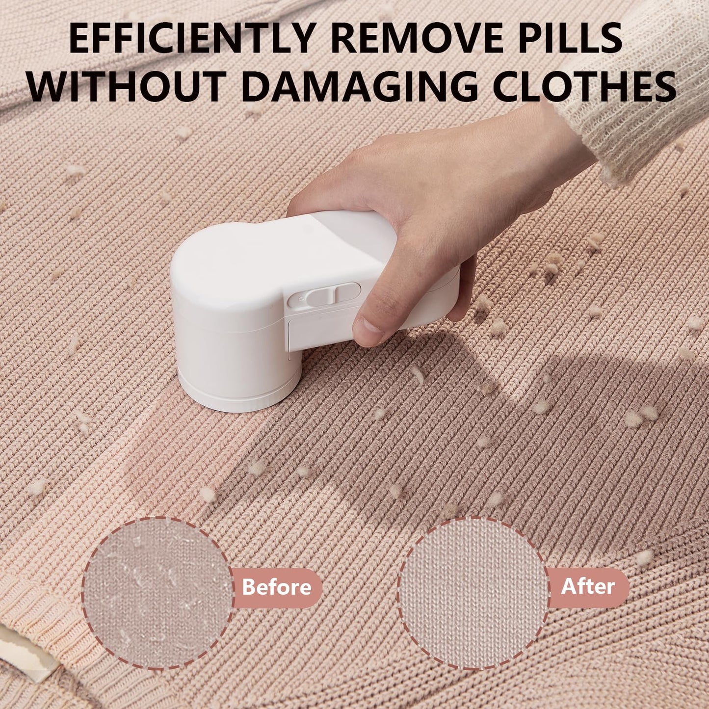 Z-TIISON Electric Lint Remover, Portable Fabric Shaver Defuzzer with 6-Leaf Blades, Dual Protection, Removable Bin, Quickly Remove Fuzz, Lint Balls, Pills, Bobbles from Clothes, Couch&Carpet