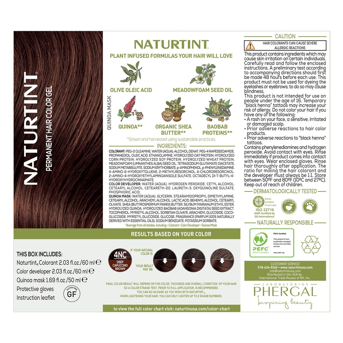 Naturtint 4NC Deep Cappuccino Permanent Hair Color (Pack of 1), Ammonia Free, Vegan, Cruelty Free, up to 100% Gray Coverage, Long Lasting Results (Packaging may vary)