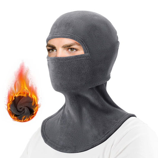 ROCKBROS Cold Weather Balaclava Ski Mask for Men Windproof Thermal Winter Scarf Mask Women Neck Warmer Hood for Cycling (Thick-Fleece DeepGray)