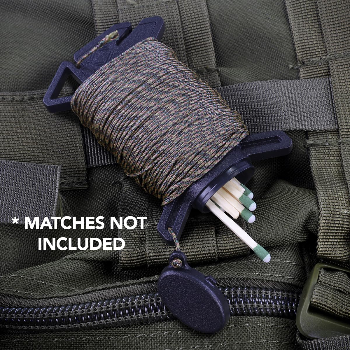 Atwood Rope Ready Rope™ Micro Cord Dispenser 125ft 100lb Test, Camping Gear Survival Tool, Built in Storage, Cutting Blade, Cord Grip, Gear Loop, Made in USA (Coyote)
