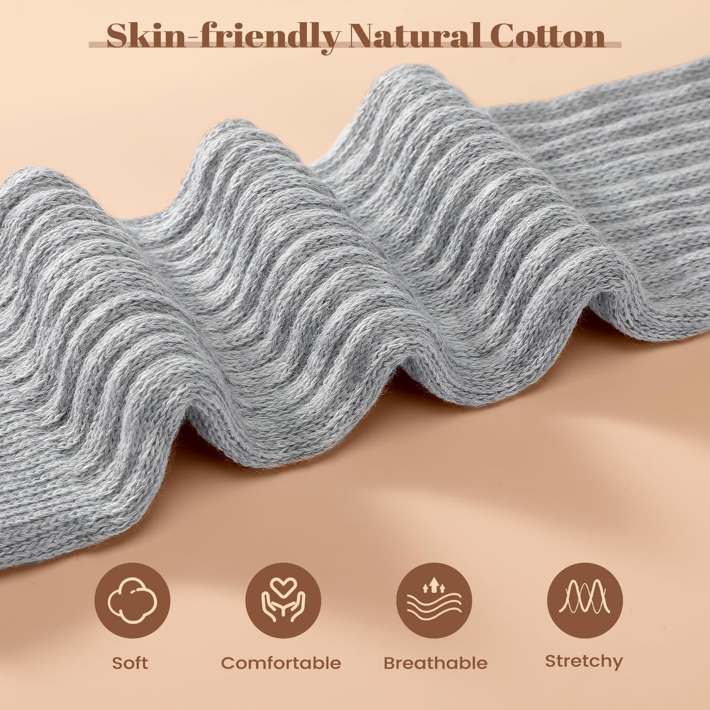 Premillow Slouch Socks Women, Long Winter Thigh High Boot Slouchy Socks, Winter Soft Knit High Scrunch Socks for Women Size 5-11, 3 Pairs