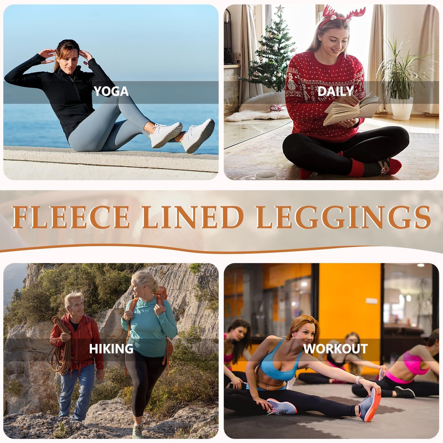 Hi Clasmix Fleece Lined Leggings with Pockets for Women - Thermal Yoga Pants Winter Hiking Workout Leggings Navy Blue