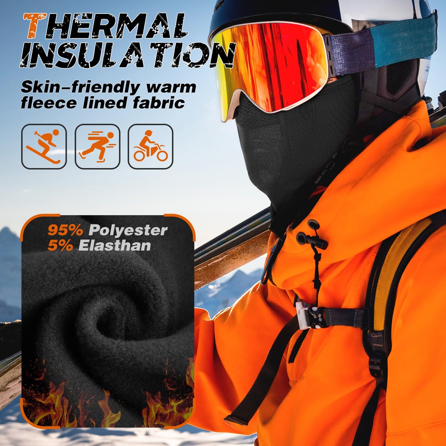 YANIKY Winter Balaclava Ski Mask for Men Women Breathable Warm Face Mask Windproof Thermal Fleece Face Cover for Cold Weather