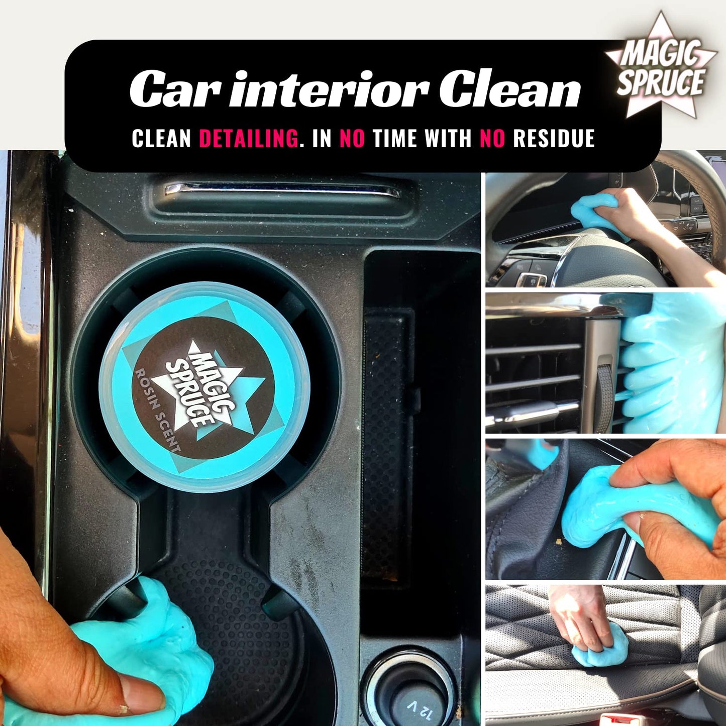 FINOCLAY Car Cleaning Gel Kit for Interior, Non-Water Car Detailing Putty, Scented Car Dashboard Cleaner, Car Cleaning Products, Upholstery Dust Remover, Vent, Reusable PC Laptop, Keyboard Cleaner