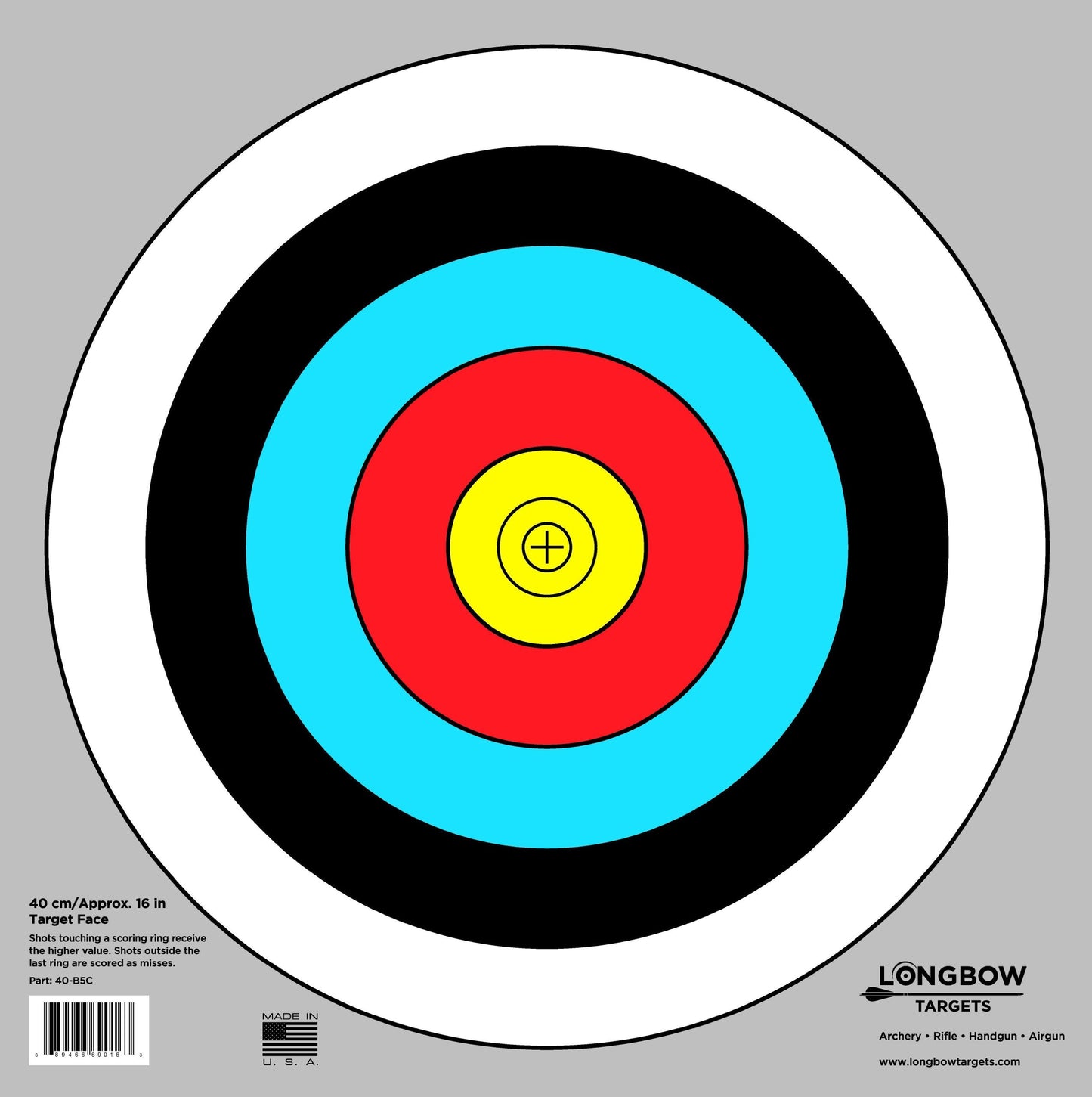 Archery 40cm & 80cm Targets by Longbow (20 Pack, 40cm/Approx 17" (5 Ring))