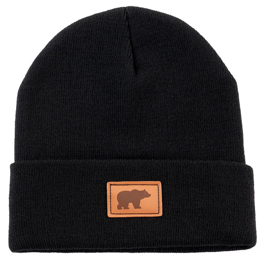 The National Parks Bear Beanie | One Size Fits All | Warm Winter Cuffed Beanie Cap Black