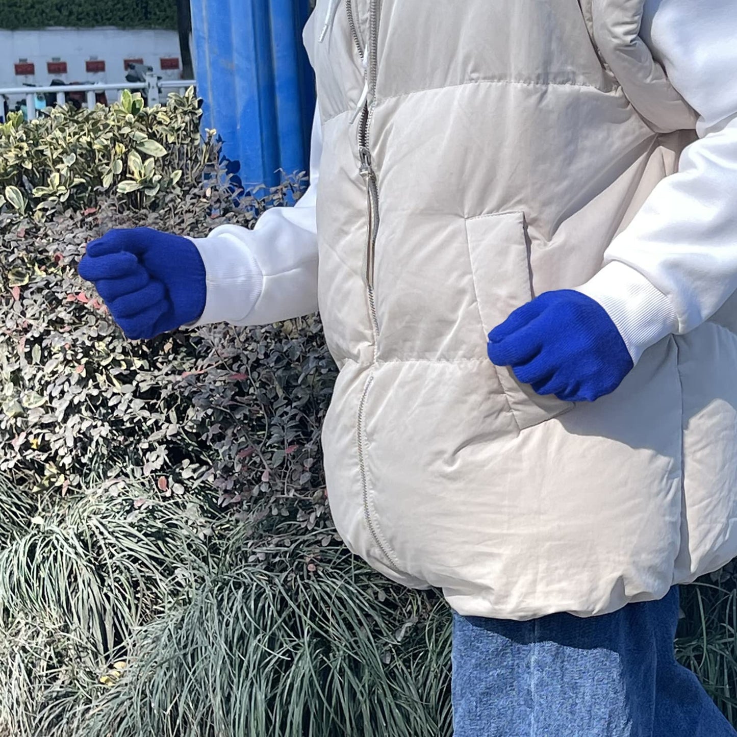 Evridwear Unisex Men Women Merino Wool String Knit Liner Gloves Provide Warmth Cool and Cold Seasons Skiing, Snowboarding, Cycling, Running, Climbing (Blue XL)