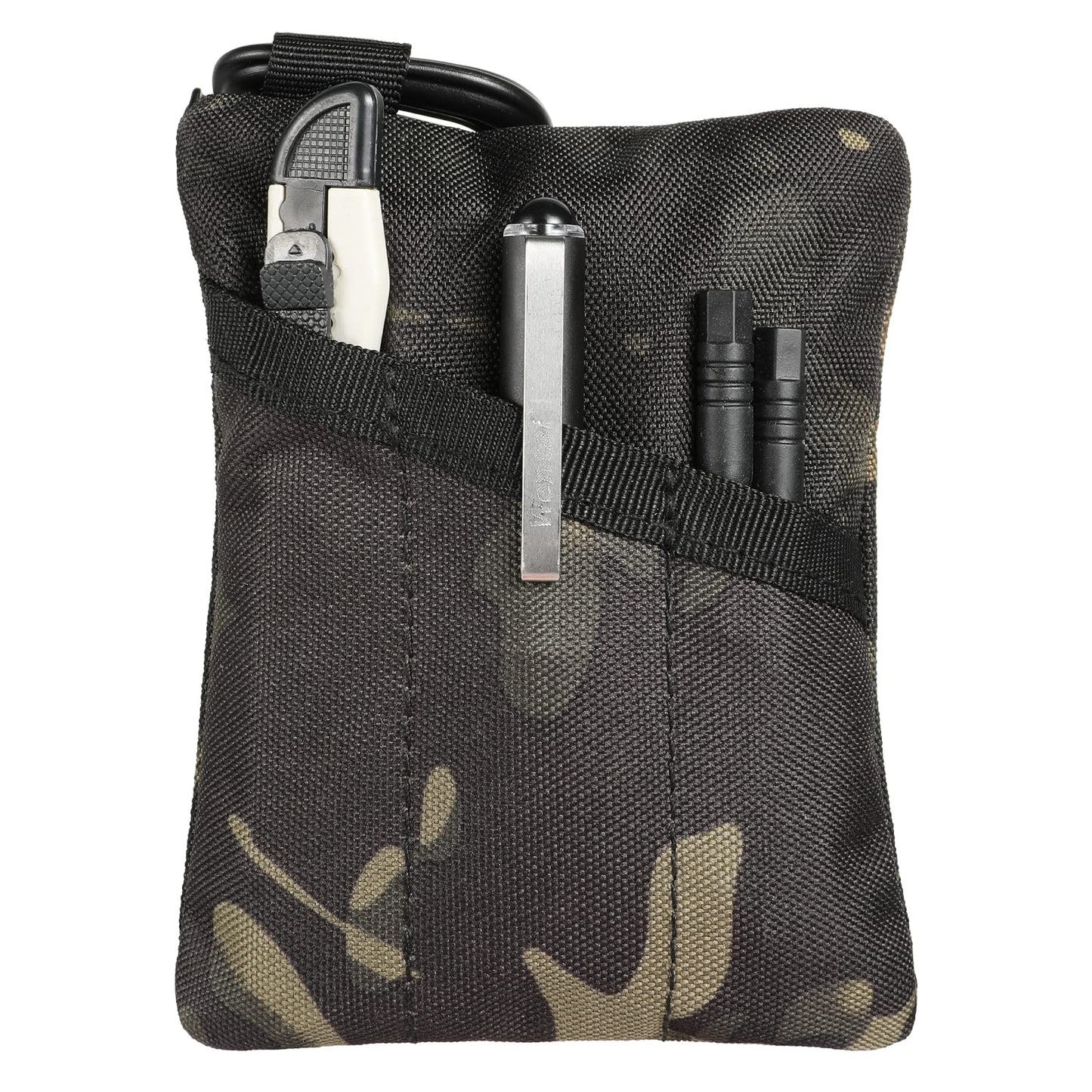 FRTKK 2 Pack Tactical Compact EDC Pouches Military Molle Utility Pouch Accessories Organizer Pouch Coin Purse Keychain Pocket Credit Card Holder Waist Pack Black Camouflage 3