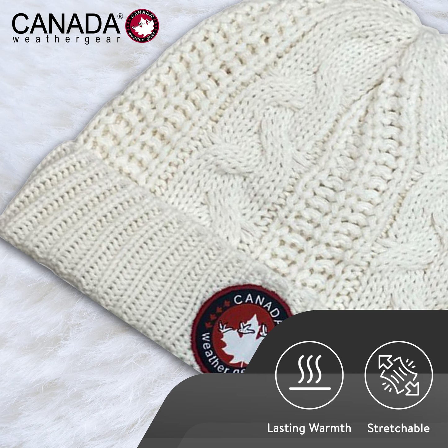 Knitted Beanie for Women - Cozy Single Soft, Warm & Thick Womens Beanie - Stretchable, Breathable & Non Fading Winter Hats for Women & Girls (Ivory)