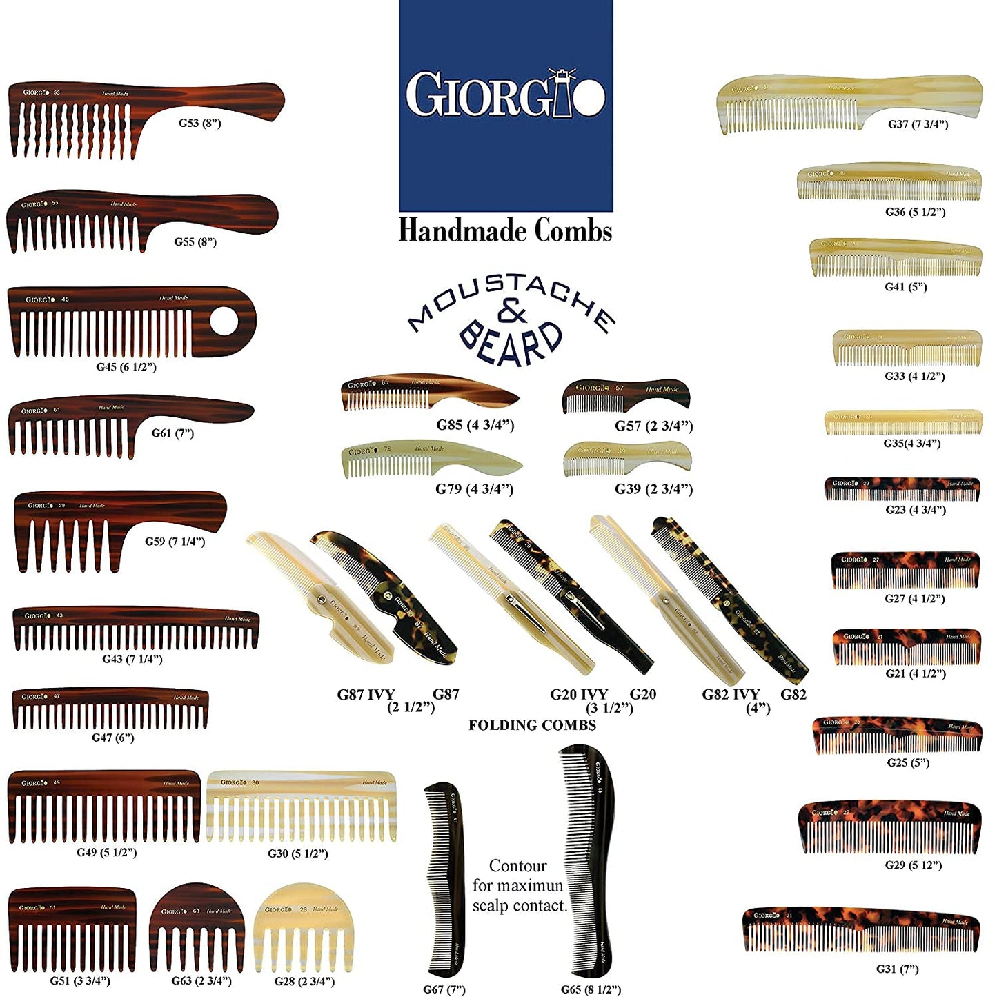 Giorgio G49 Graphite Large 5.75 Inch Hair Detangling Comb, Wide Teeth for Thick Curly Wavy Hair. Long Hair Detangler Comb For Wet and Dry. Handmade of Quality Cellulose, Saw-Cut, Hand Polished