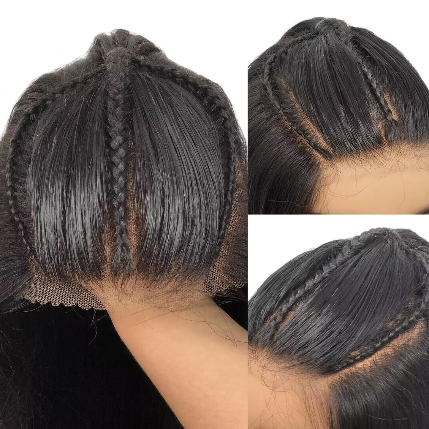 250% Density 9x6 HD Straight Lace Front Human Hair Wig - Pre-Plucked, Pre-Cut, Braided for Black Women - Glueless Wear and Go
