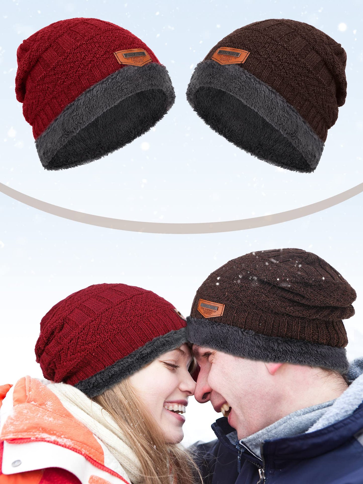 Kigeli 6 Pcs Winter Slouchy Beanie Bulk for Men Women, Fleece Inner Warm Hat Thick Skull Cap Knit Beanie Winter Beanie Hats (Multi Colors)