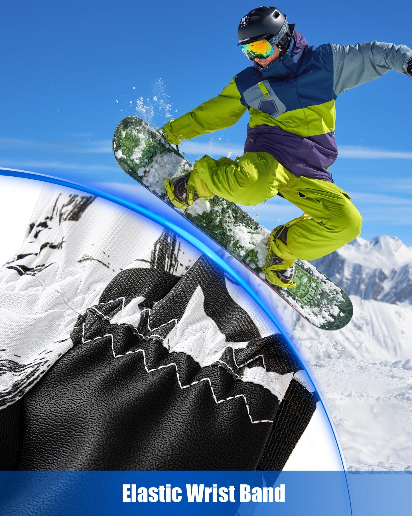 TOBEHIGHER Winter Ski Gloves - 5-Finger Waterproof Winter Gloves, Snowboarding Gloves, Touchscreen Ski Gloves Men