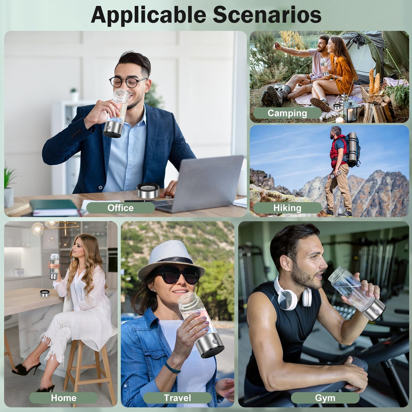 2025 Upgrade Hydrogen Water Bottle, 3 Min 1800PPB Fast Hydrogen Water Generator with SPE PEM Tech, 14oz Portable Hydro Water Machine, Rechargeable Hydrogen Rich Glass for Home Office Travel & Fitness