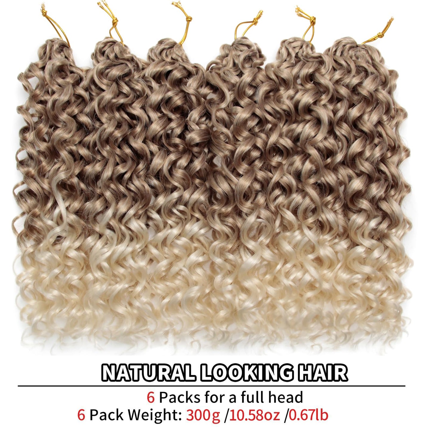 QRHSUKA Curly Crochet Hair GoGo Curl Crochet Hair for Women Ocean Wave Crochet Hair Synthetic Bohemian Crochet Braid Water Wave Crochet hair Extensions (12 inch(Pack of 6), T27/613)