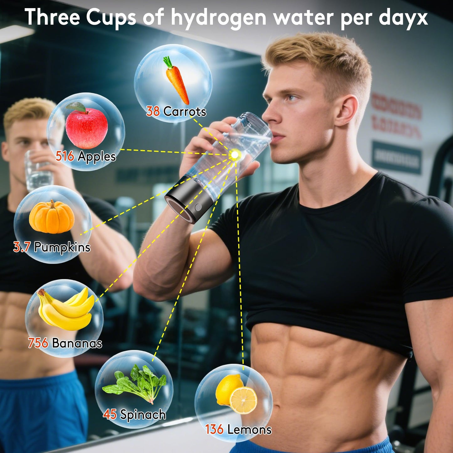 2025 New Hydrogen Water Bottle, 2200PPB in 3Min, SPE PEM Tech, Portable 16OZ, Rechargeable Hydrogen Water Bottle for Travel, Home, Office ā Gift for Family & Friends (Light Gray)