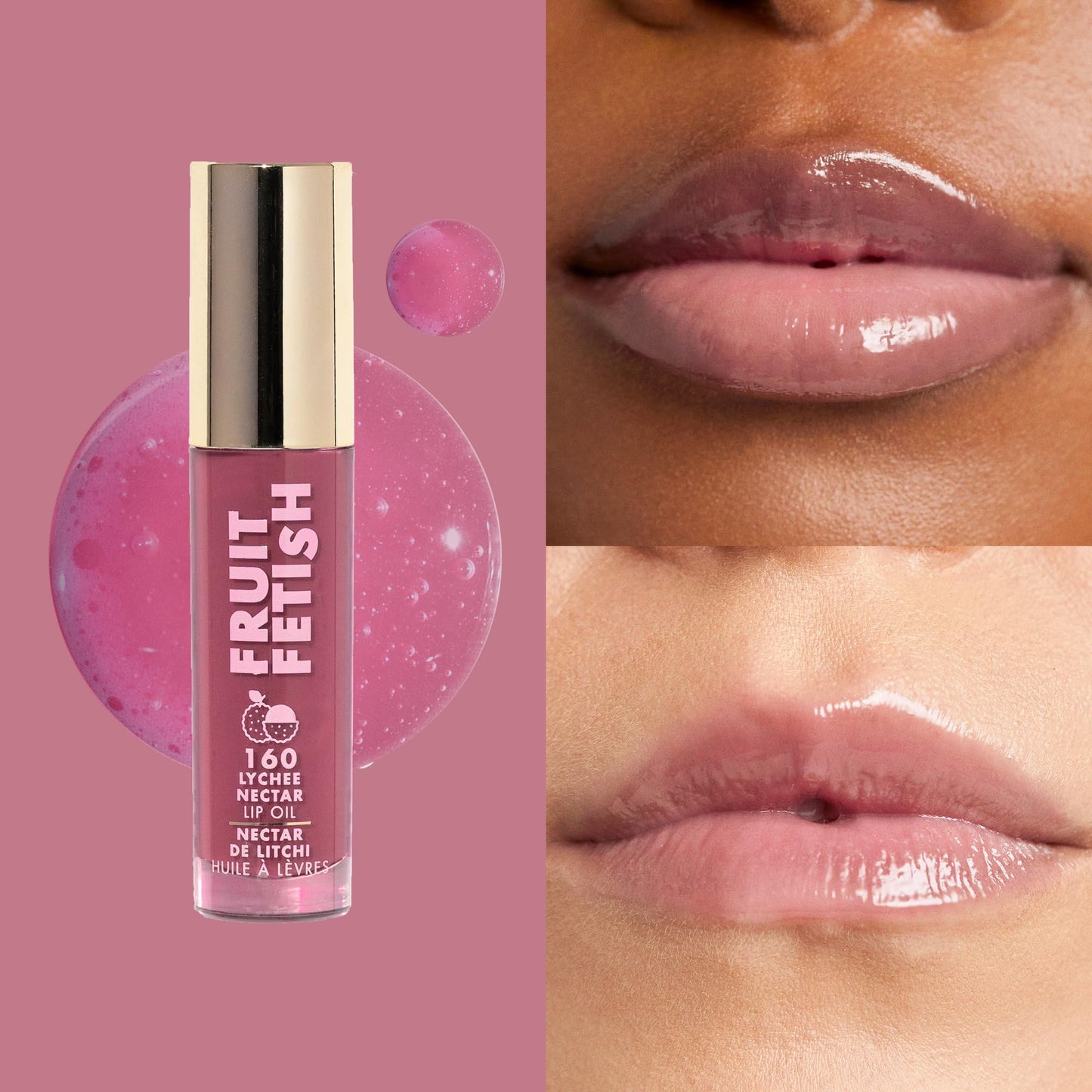 Milani Fruit Fetish Lip Oil with Vitamin E for Instant Hydration, Fruit Extract Infused Lip Treatment and Moisturizing Lip Gloss - Lychee Nectar