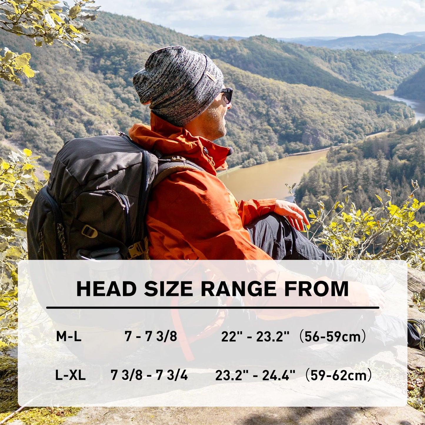 TOP-EX Winter Beanie Hats for Men Merino Wool Big Head Fleece Lined Cold Weather Hunting Running Ski Warm Medium Large Black