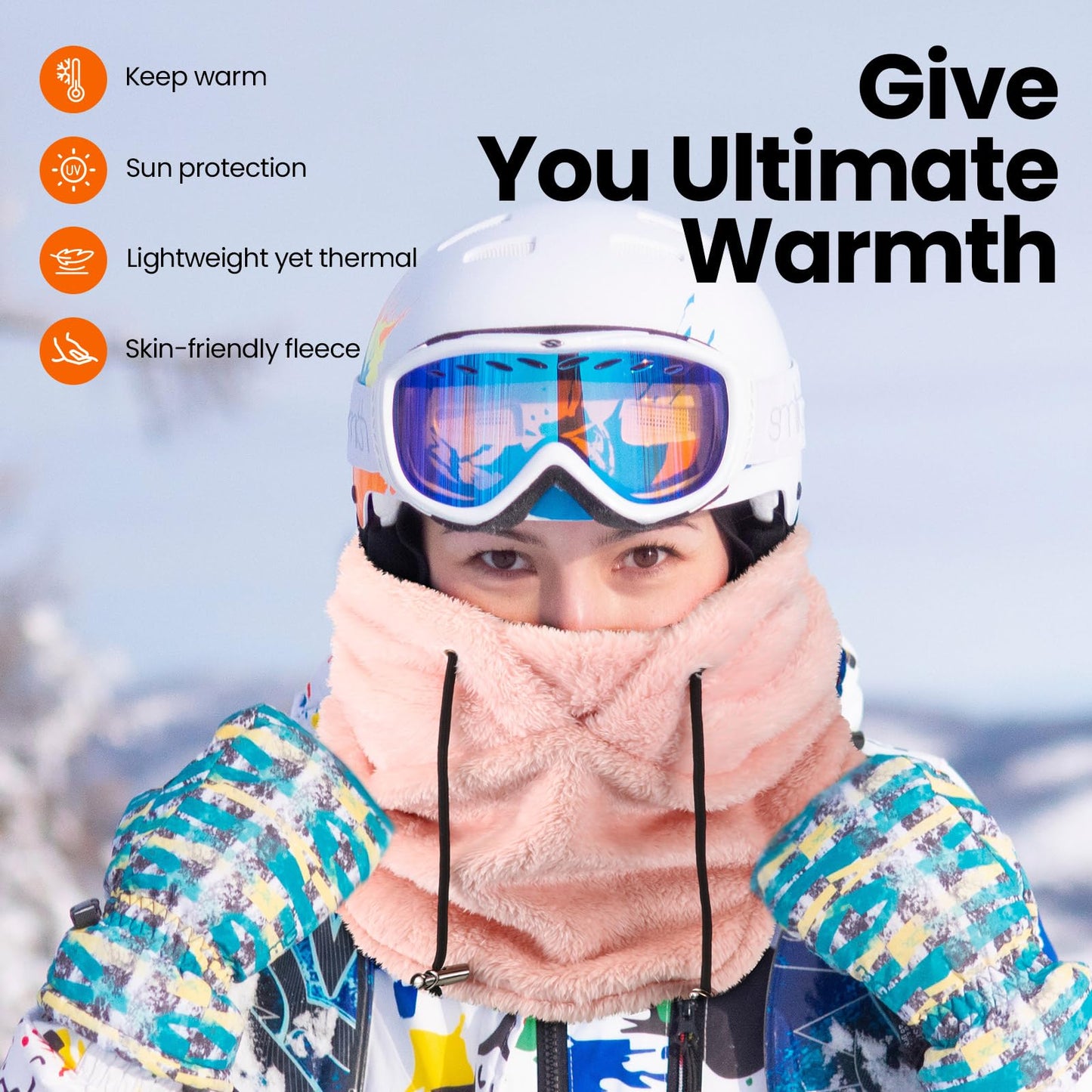 Liitrsh 2 Pcs Balaclava Fleece Ski Winter Face Mask for Men Women Cold Weather Balaclava Wind Resistant Cap Scarf(Grey, Pink)