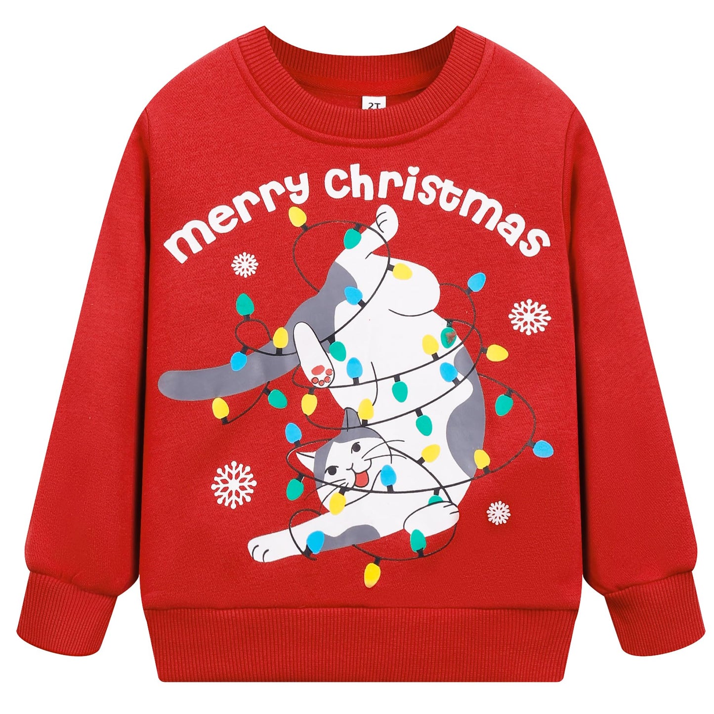 Boys Christmas Sweatshirts Toddler Long Sleeve Cotton Cat Shirts Crewneck Pullover Winter Clothes Toddler Xmas Sweater (8350-5T)