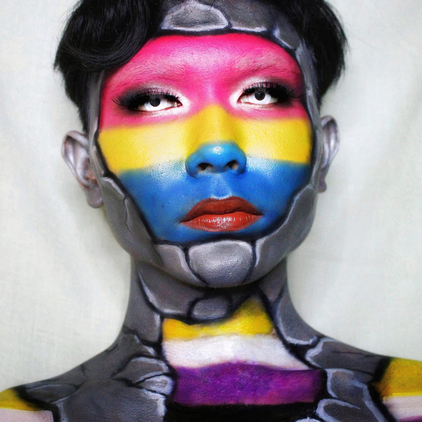 CCbeauty Dark Grey Face Paint Stick,Face Painting Kit,Non Toxic SFX Makeup For Grayscale Wolf Halloween Costume Cosplay,Professional FX Body Paint,Full Coverage Painting Foundation With Makeup Sponge