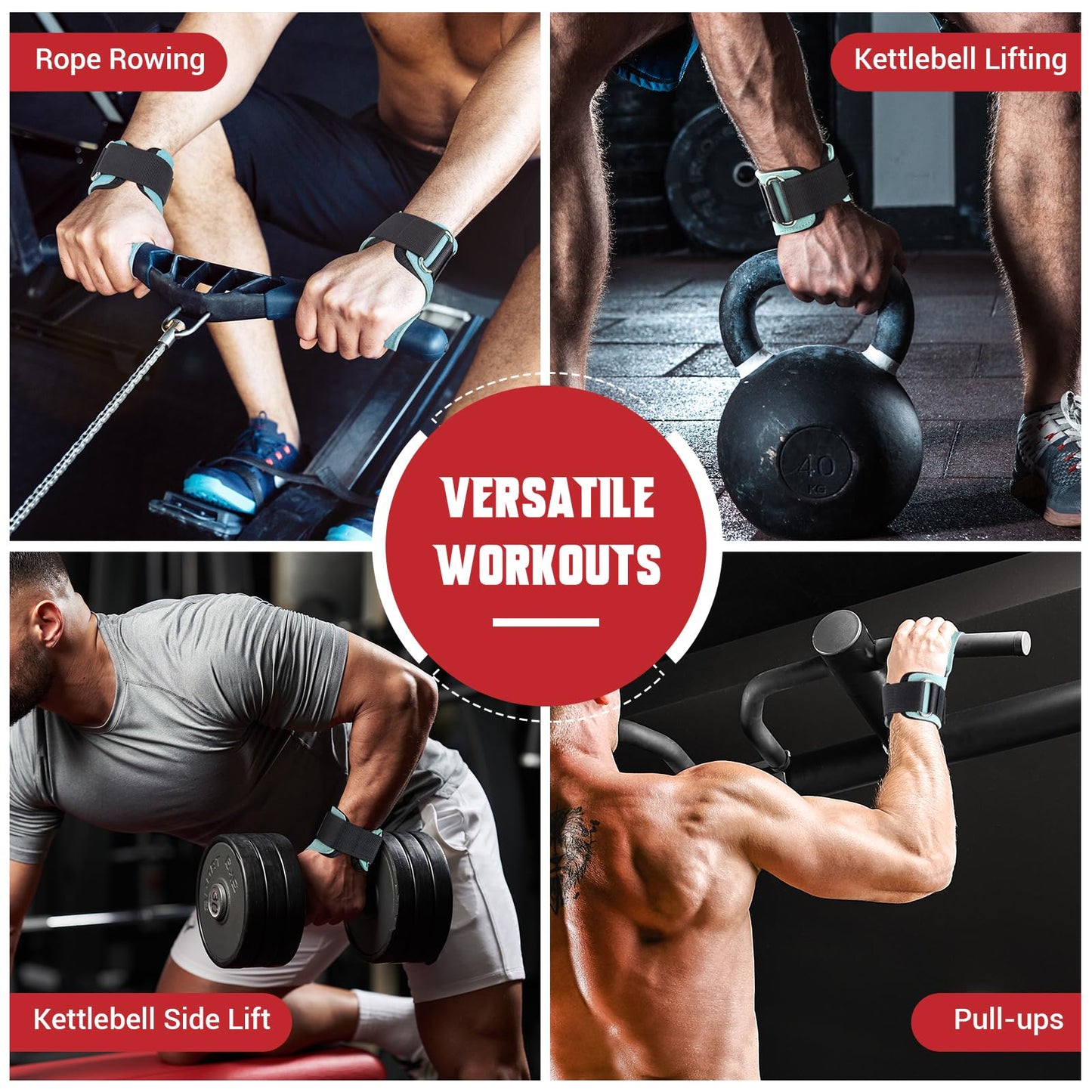 COFOF Weight Lifting Wrist Strap,Double Layer Leather Weightlifting Wrist Strap for Deadlift and Powerlifting, Adjustable Neoprene Padded Gym Workout Lifting Wrist Hooks for Men/Women(Pair)