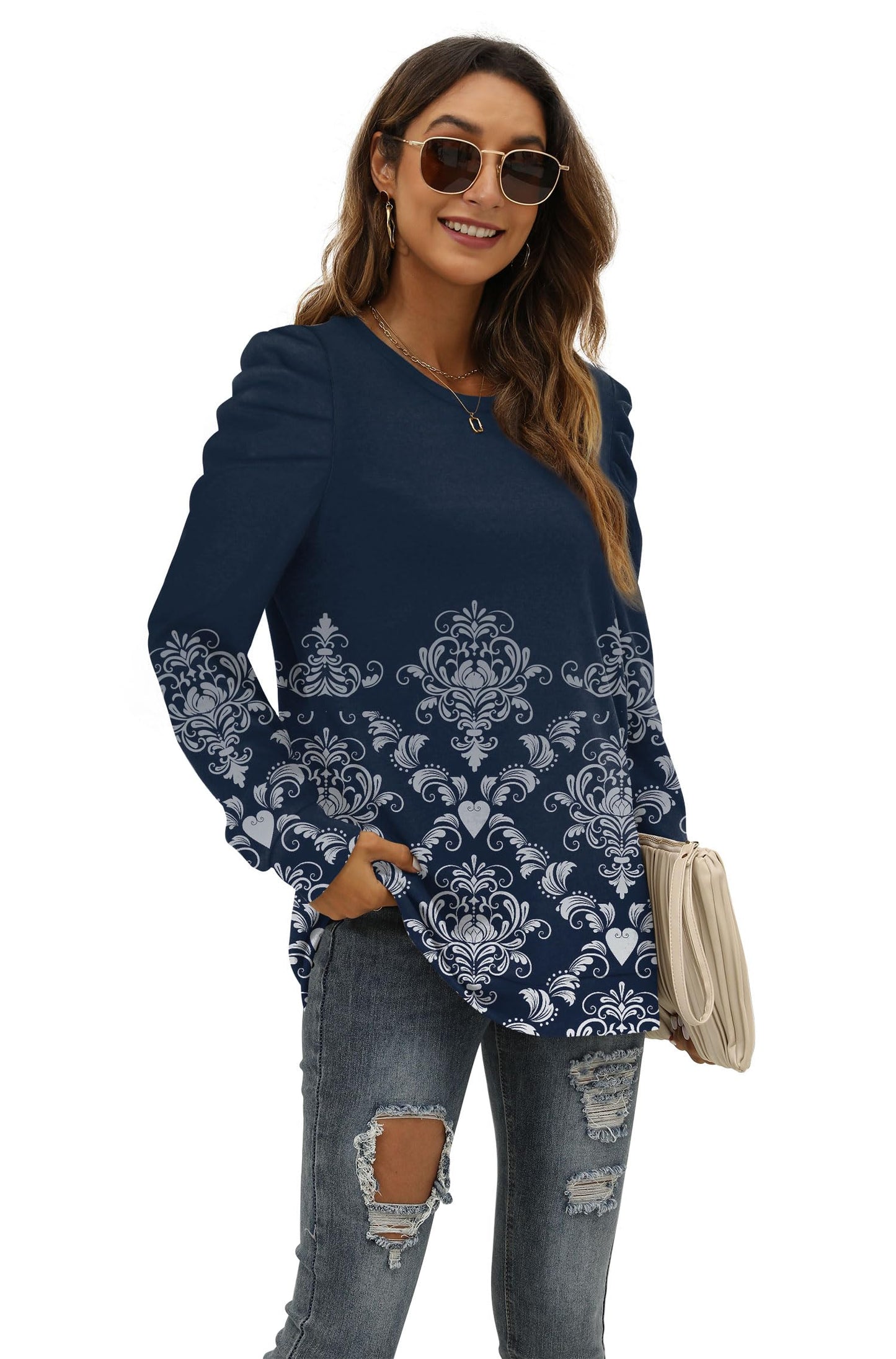 XIEERDUO Womens Sweatshirts Round Neck Long Sleeve Shirts Warm Winter Clothes Trendy XL