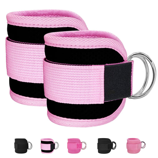 Anemeeoke Fitness Ankle Straps for Cable Machine, Kickbacks Glute Workouts, Lower Body Exercises, Adjustable Leg Straps with Neoprene Padding Men Women(Pink)