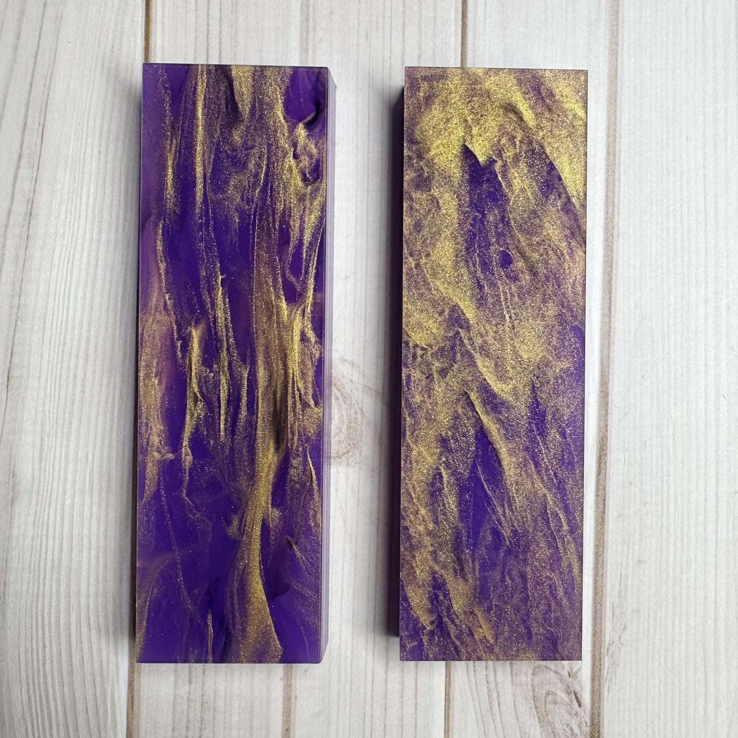 Uotowell Pre-Cut Epoxy Resin Scales Blanks for Decorative Inlays in Guitar Bodies, Necks, Engraved Knife Handle and Gun Grips - Gilded Violet