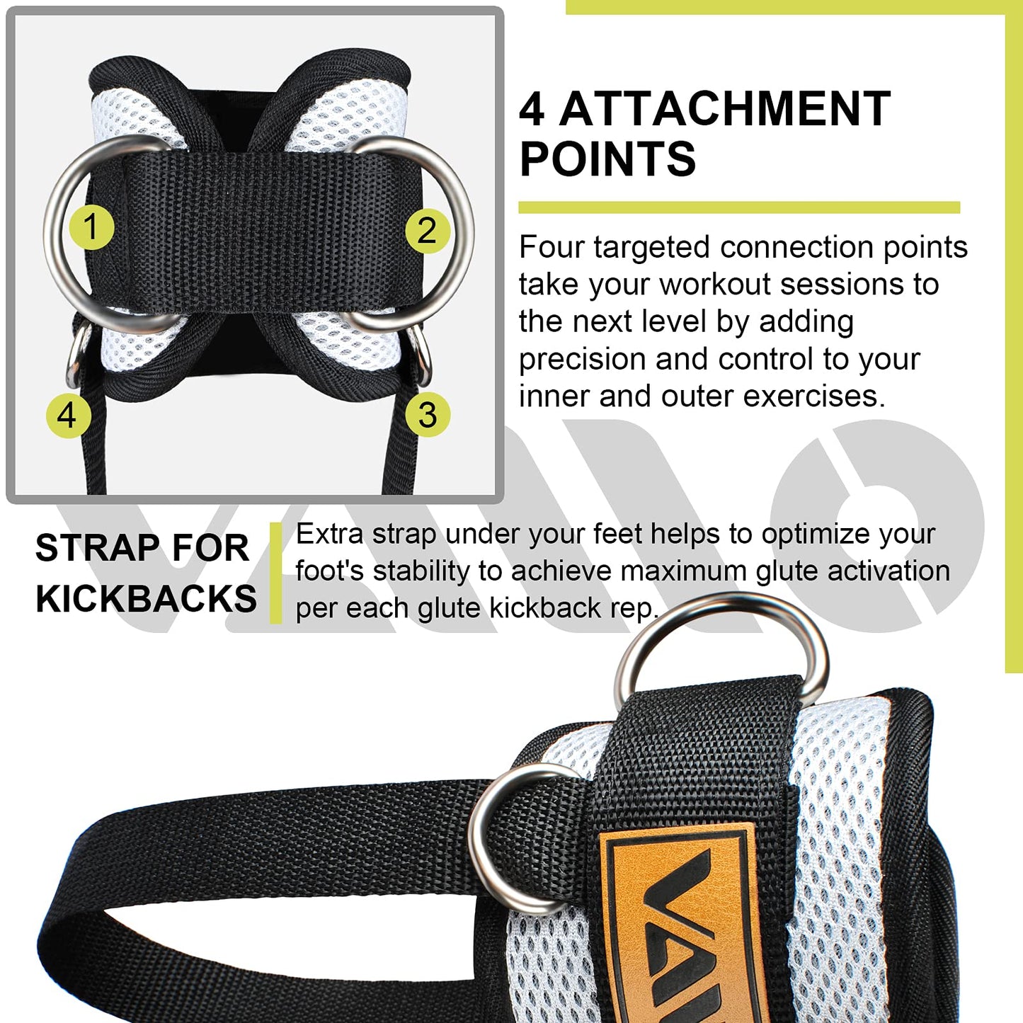 VAIIO Ankle Straps for Cable Machines,Adjustable Comfort fit Neoprene, Reinforce Double D-Ring - Premium Ankle Cuffs to improve abdominal muscles, lift The butts, tone The legs for Men & Women