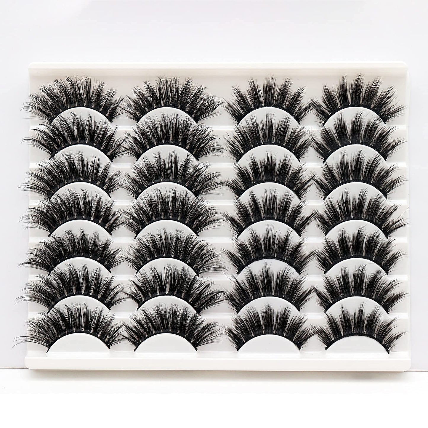 Losha False Lashes 14 Pairs Value Pack Fluffy Fake Eyelashes Natural Look 6D Handmade Reusable Eye Lashes Pack 2 Styles Mix