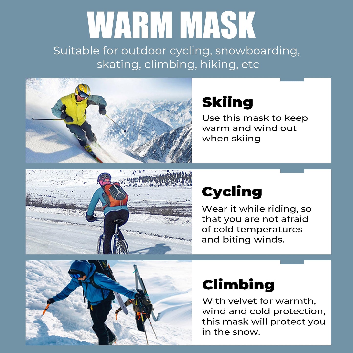 Winter Face Mask for Men Women Balaclavas Cold Weather Neck Gear Motorcycle Ski Masks Full Head Snowboard Face Cover Grey