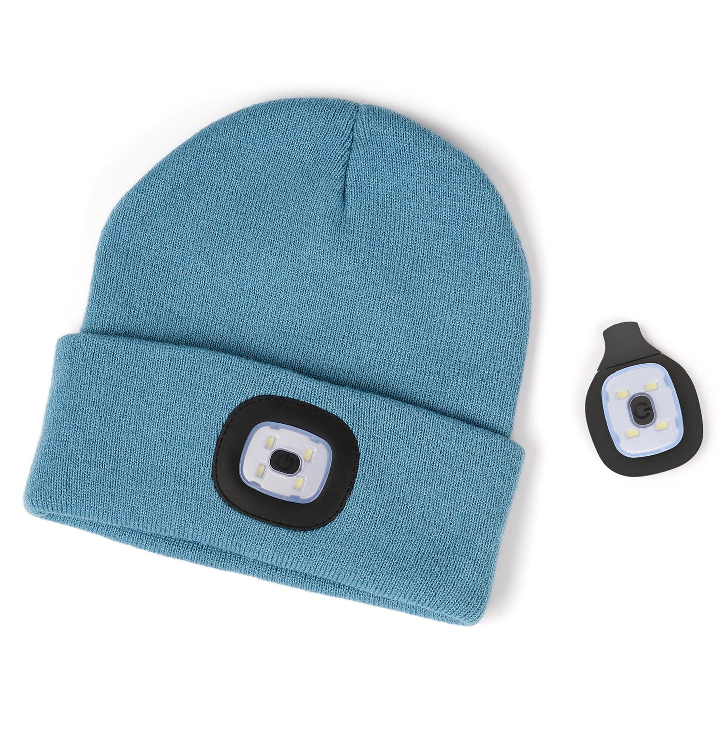 Hatlight for Men Unisex LED Beanie with Two Lamps Hands Free Knit Headlamp Hat with Light Winter hat