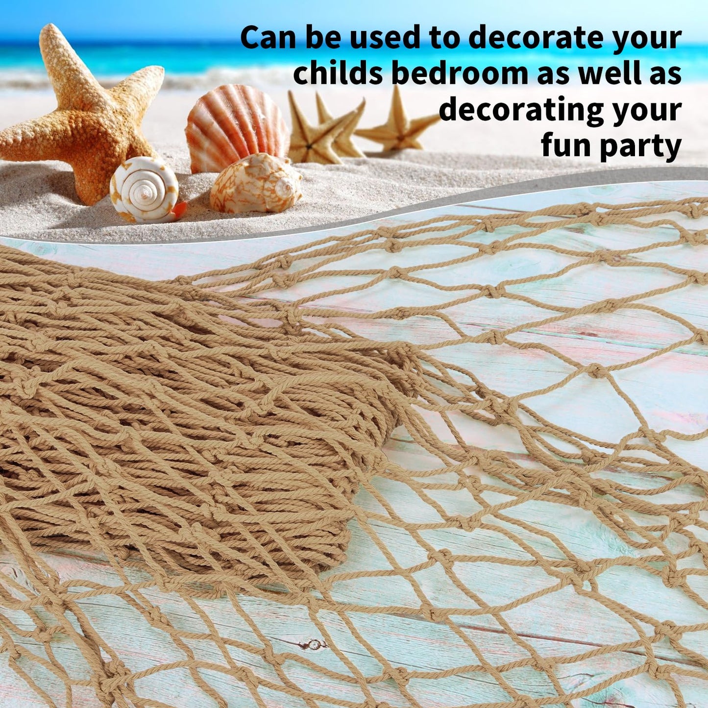 Decorative Fishing Net 80x40 Inch,YuanDe 2 Pack Large Caramel Picture Fish Net, Wall Photo Hanging Fishnet for Nautical Mermaid Pirate Ocean Themed Hawaii Beach Under The Sea Party Decorations