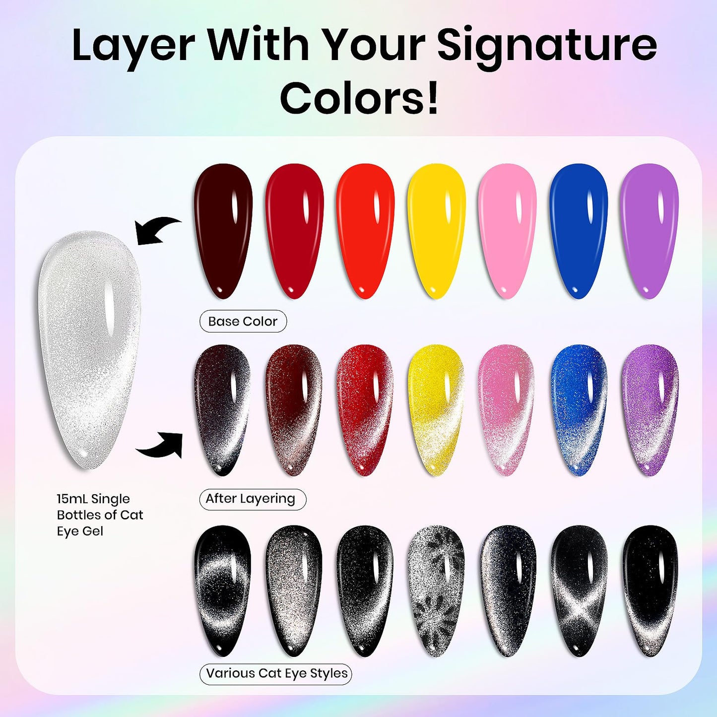 Beetles Cat Eye Gel Nail Polish 15ml Gel Polish Soak Off UV LED Nail Lamp 1 Color Silver Shimmer Velvet Gel Nail Polish Nail Art Manicure Salon DIY Home