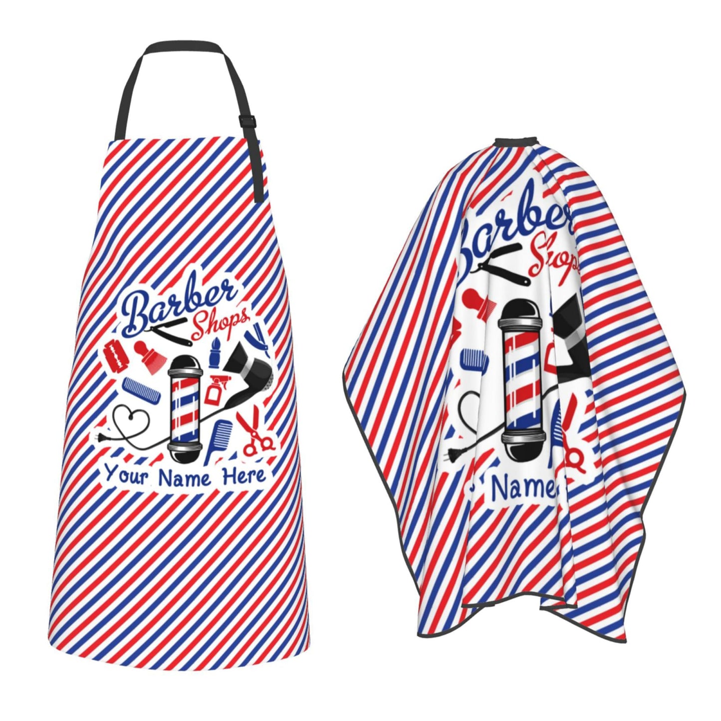 VANCIPO Custom Barber Aprons For Men Women Personalized Barbershop Apron With Pockets Customize Barber Aprons Cape Add Name Text