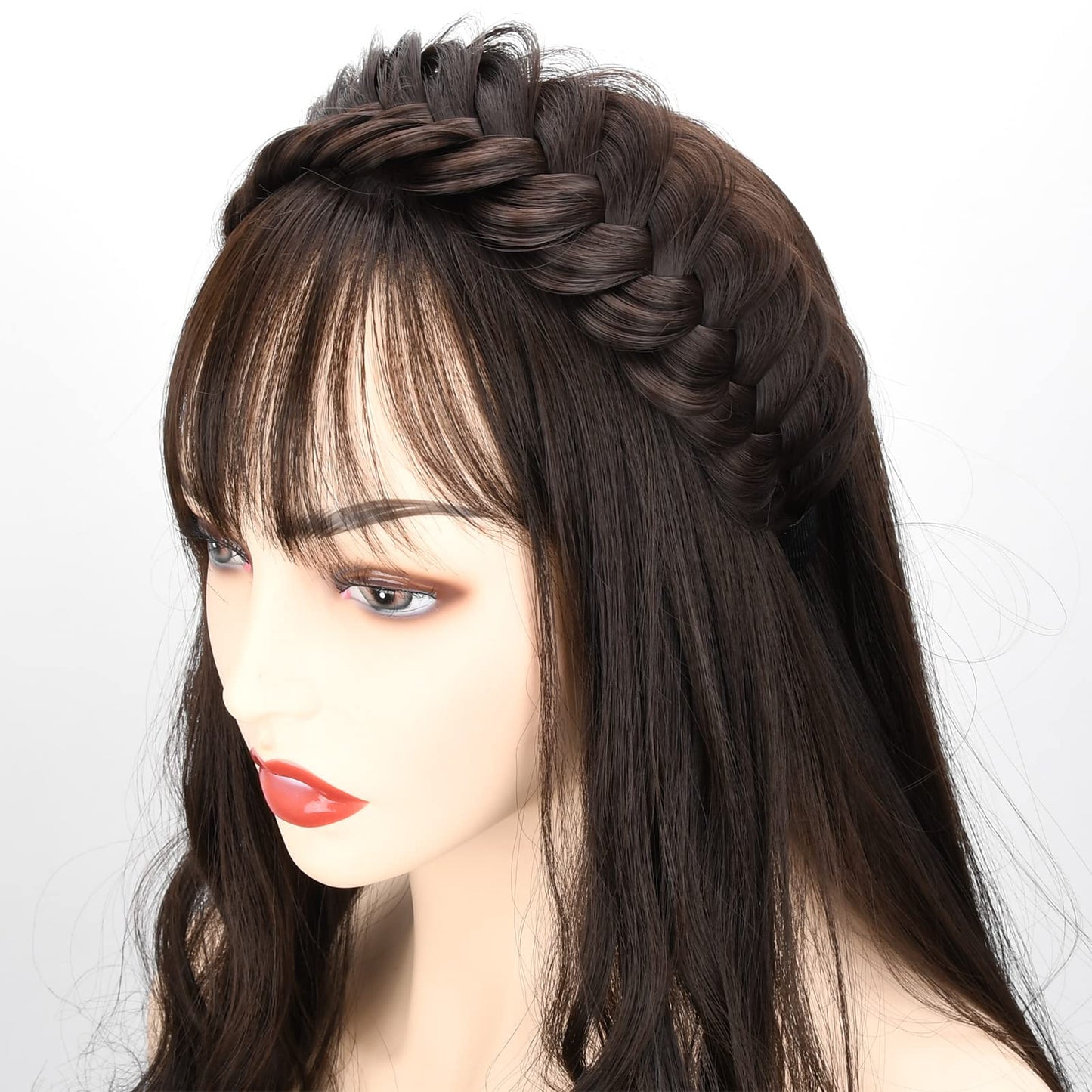 DIGUAN Wide Messy Braided Headband With Teeth Synthetic Hair Plaited Headband High Elasticity Braids Chunky Fishtail Braided Hair Band Hairpiece for Girls Women Beauty Accessory (Honey Blonde)