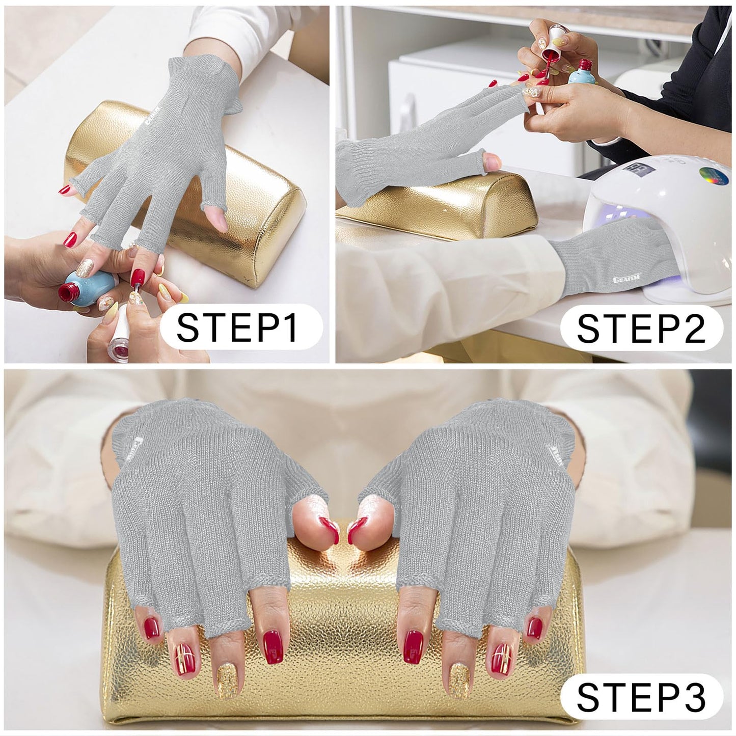 GSAFEME Cotton Gloves Eczema - Fingerless Touchscreen Moisturizing Gloves for Dry Hand Sleeping - Cotton Gloves for Men and Women, Gray S/M 1 Pair