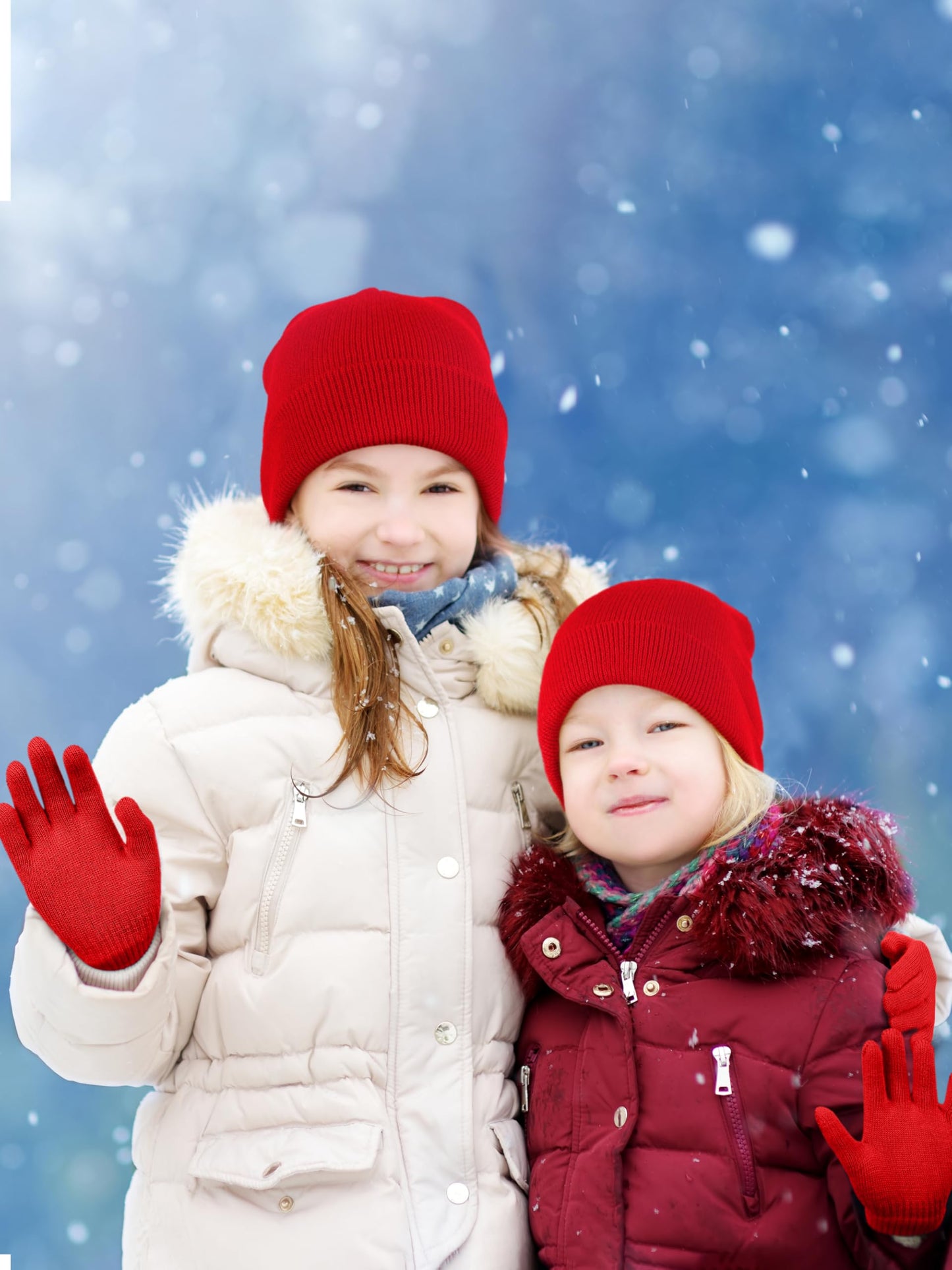 Gnodio 8 Pack Kids Beanie Hats and Gloves Set Kid's Knitted Beanies Hat Winter Gloves for Boys Girls