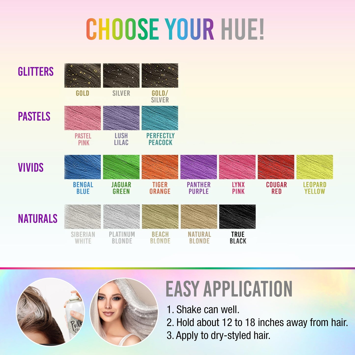 Punky Temporary Hair and Body Glitter Color Spray, Travel Spray, Lightweight, Adds Sparkly Shimmery Glow, Perfect to use On Hair, Skin, or Clothing, 3.5 oz - Silver