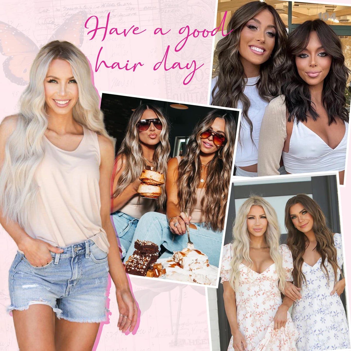 REECHO Invisible Wire Hair Extensions with Thinner Softer Lace Weft (Ash Blonde with Highlights, 20 Inch (Pack of 1))
