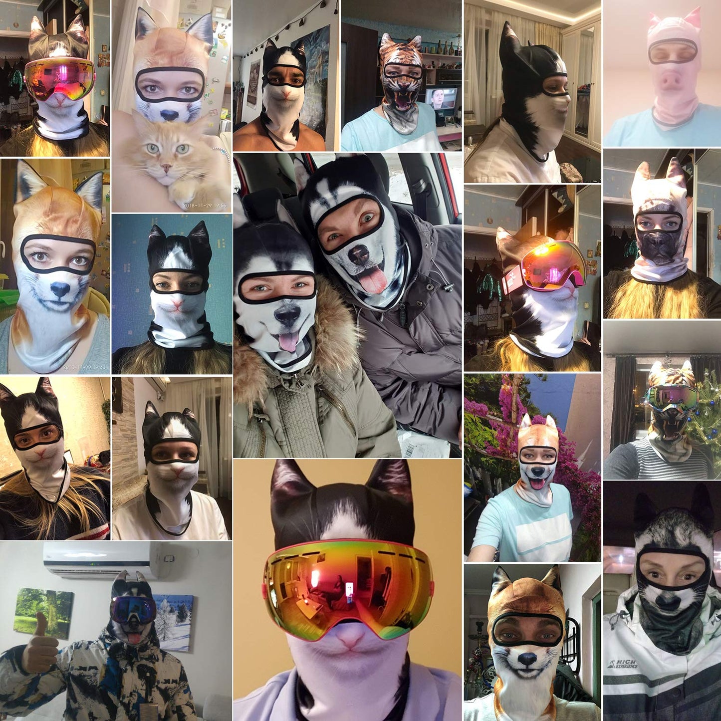 AXBXCX 3D Animal Ears Balaclava Winter Warmer Face Mask for Skiing Snowboarding Snowmobile Halloween Christmas American Shorthair Cat #1