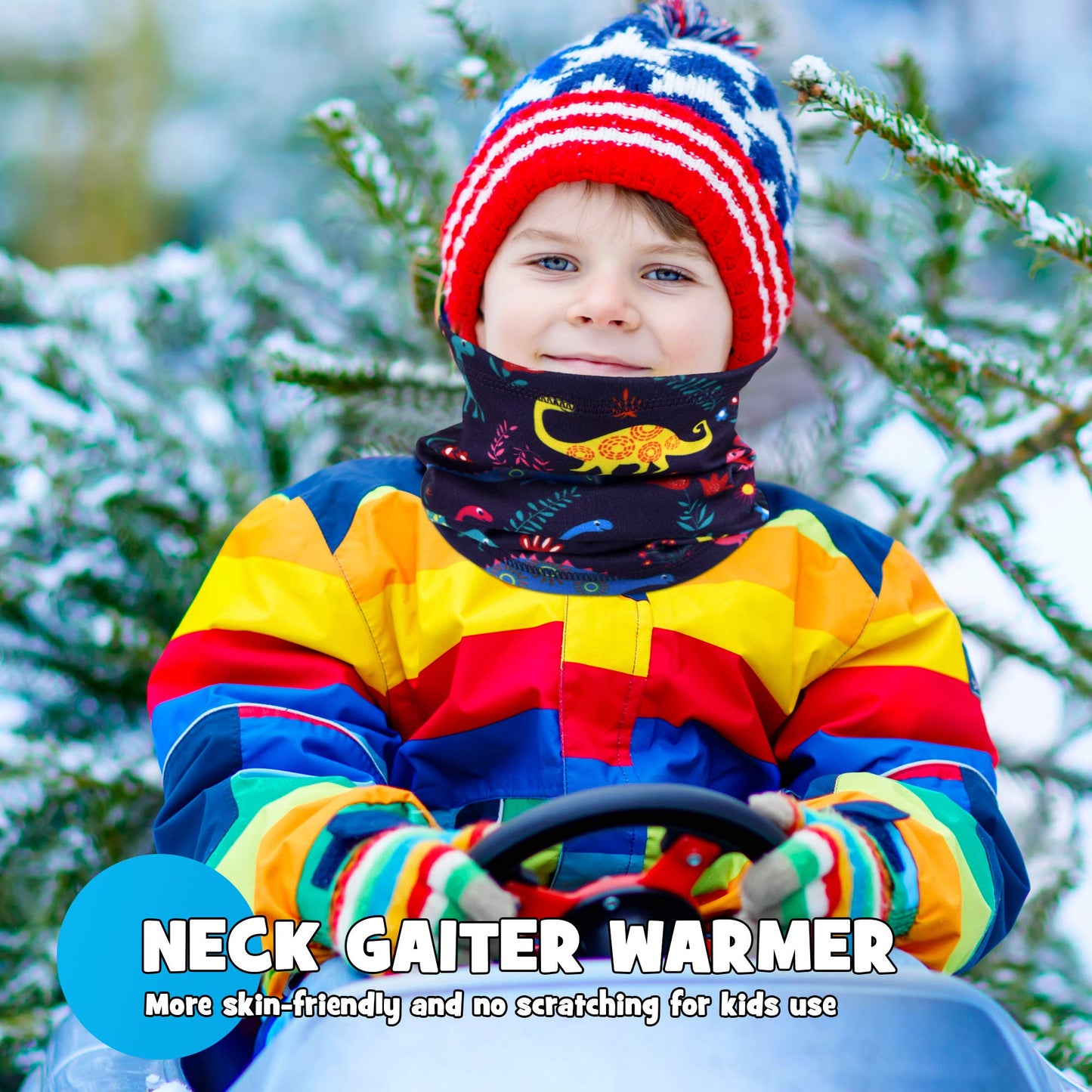 MCTi Kids Neck Gaiter Warmer Winter Fleece Scarves Face Masks 2 Packed for Snow Skiing Snowboarding