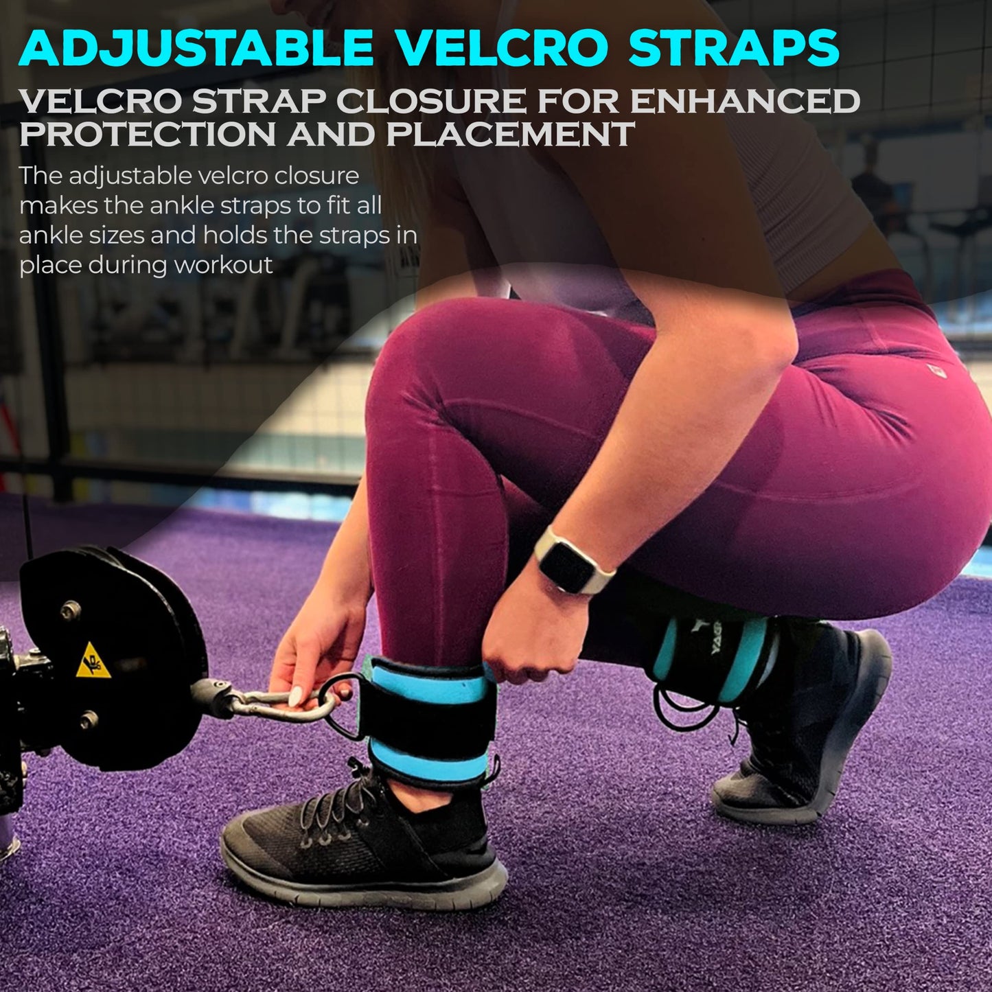 YAGHZU Ankle Straps for Cable Machines Women - Adjustable Gym Ankle Strap for Cable Machine, Neoprene Padded Cable Straps, Durable Leg Strap with Cable Cuff, Glute Kickback Ankle Strap with D Rings
