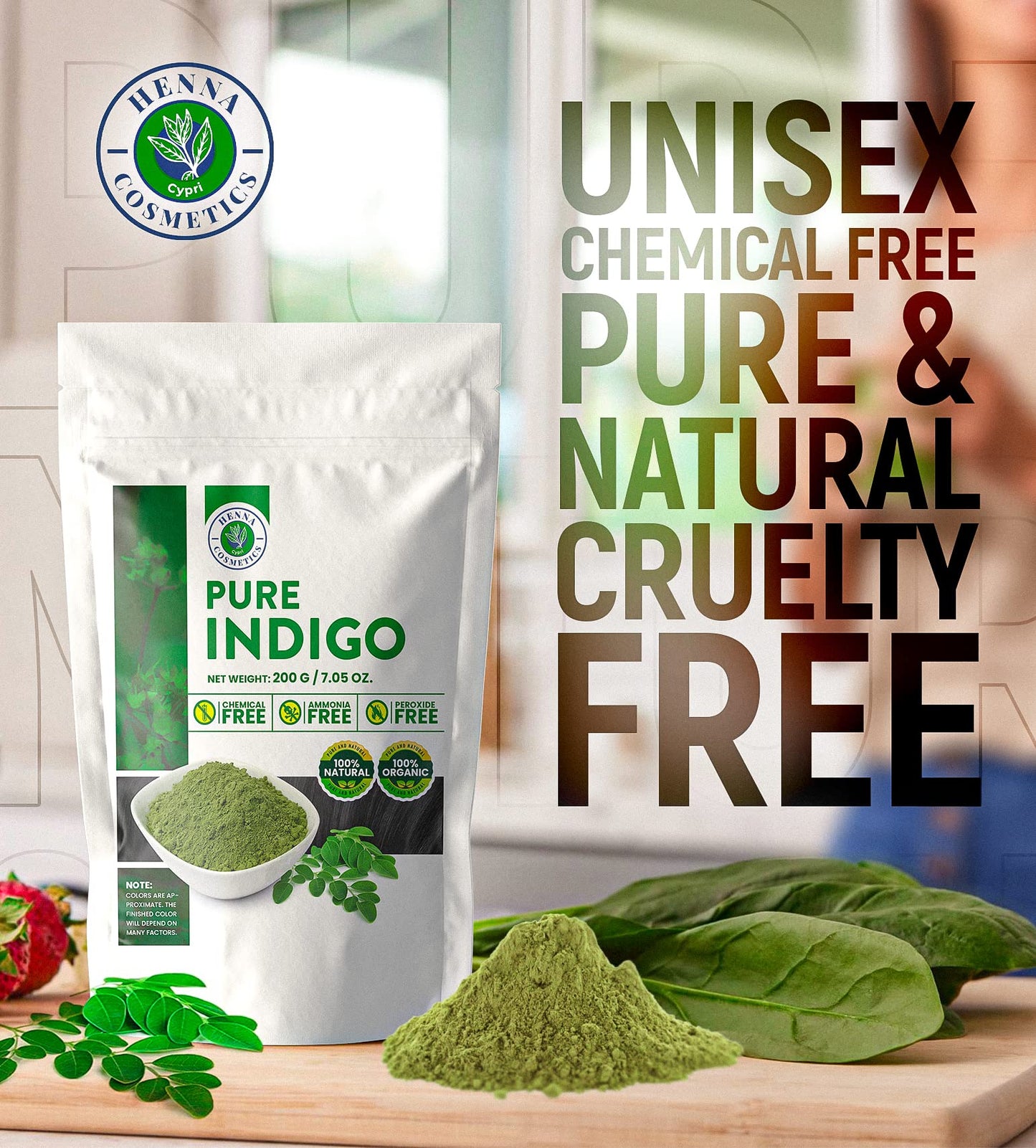 Henna Cosmetics Indigo Powder Natural Hair Dye Kit | Organic Black 100 Grams (3.52 Ounces)