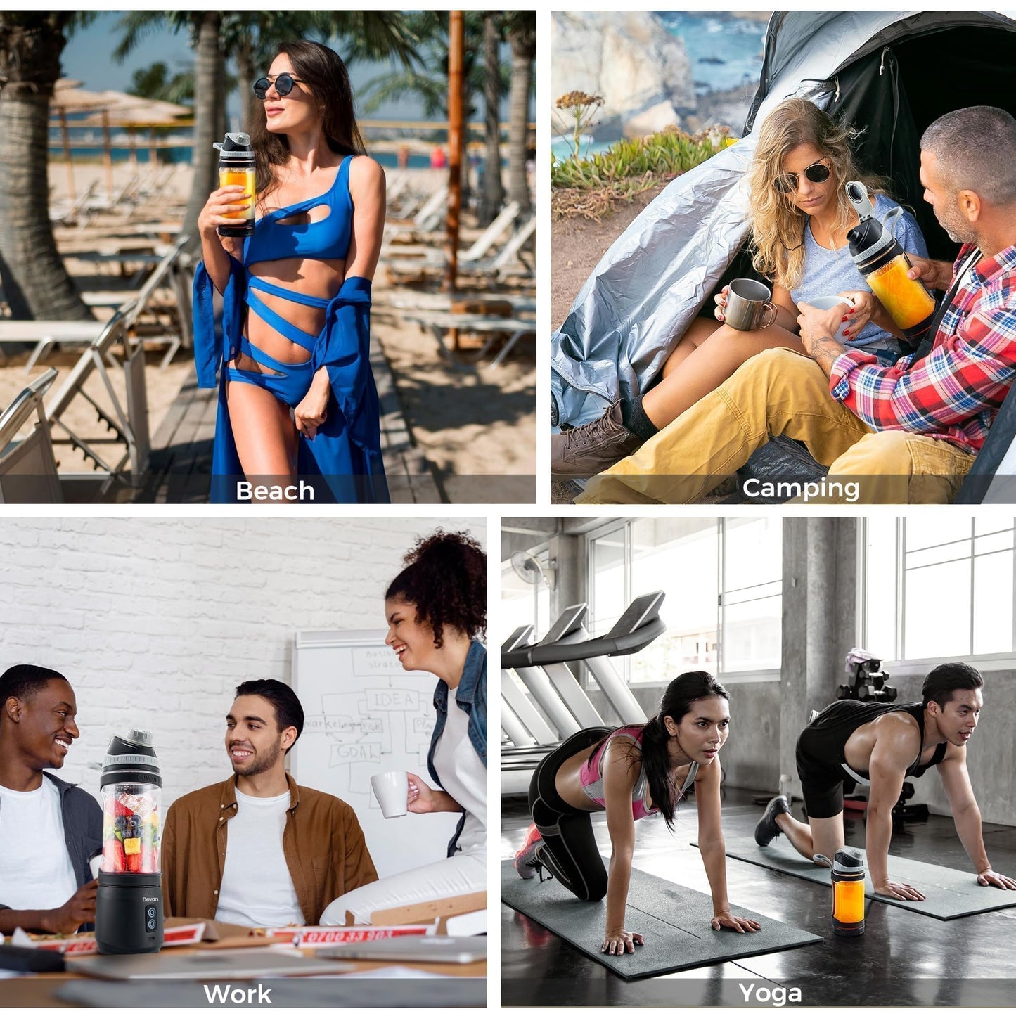 Portable Blender, Anti-Jamming 300 Watt for Shakes and Smoothies, 24oz Travel Blender USB Rechargeable, BPA Free Sporty bottle with a Travel Lid. (Black Base Grey Lid) (White Base Green Lid)