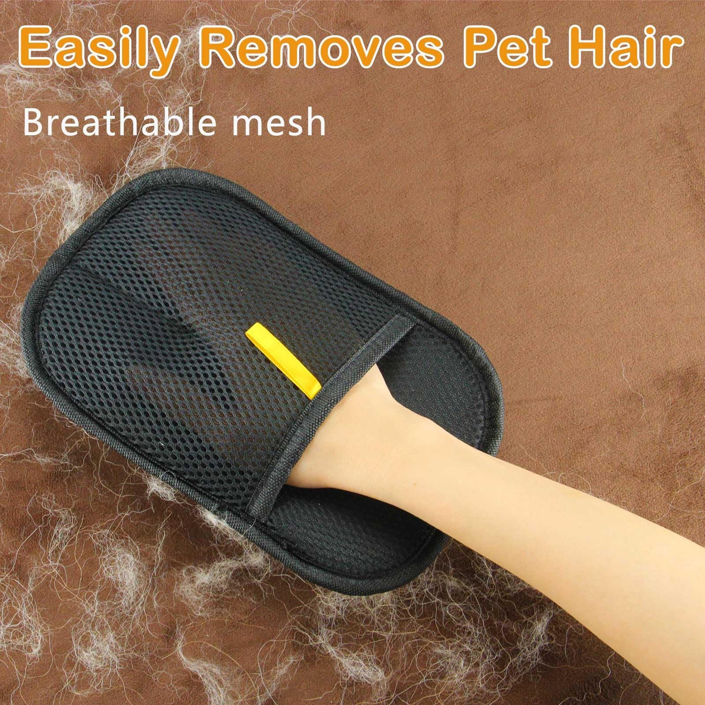 POUPUA 2025 Upgrade Electrostatic Pet Hair Removal Glove, Static Cat Dog Hair Remover Glove Reusable for Sofa, Bed, Carpet, Clothing (Black,1 Glove)