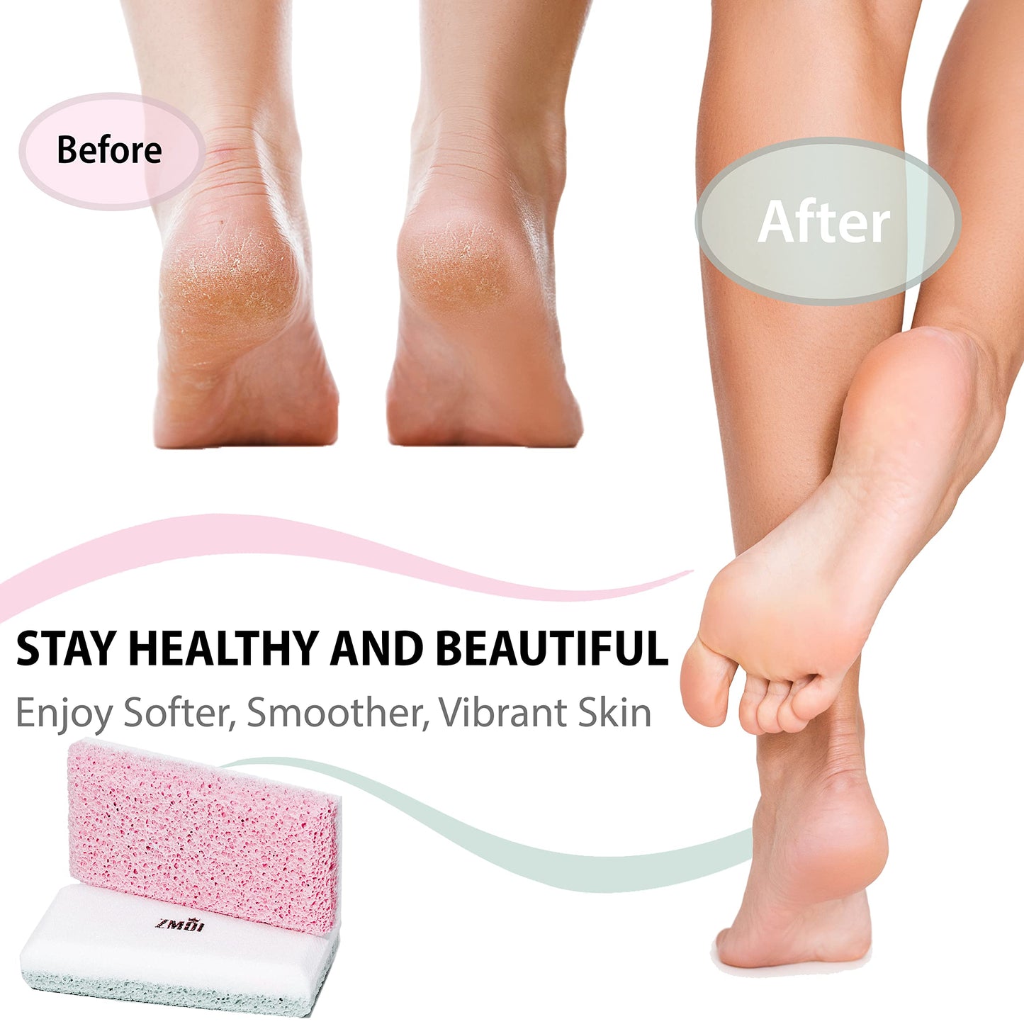 ZMOI Siliglass Pumice Stone Callus Remover for Feet, Elbows, Hands, and Knees, Spain Made - 2 in 1 Pedicure Exfoliator and Scrubber for Rough, Hard Skin (1 Pack)
