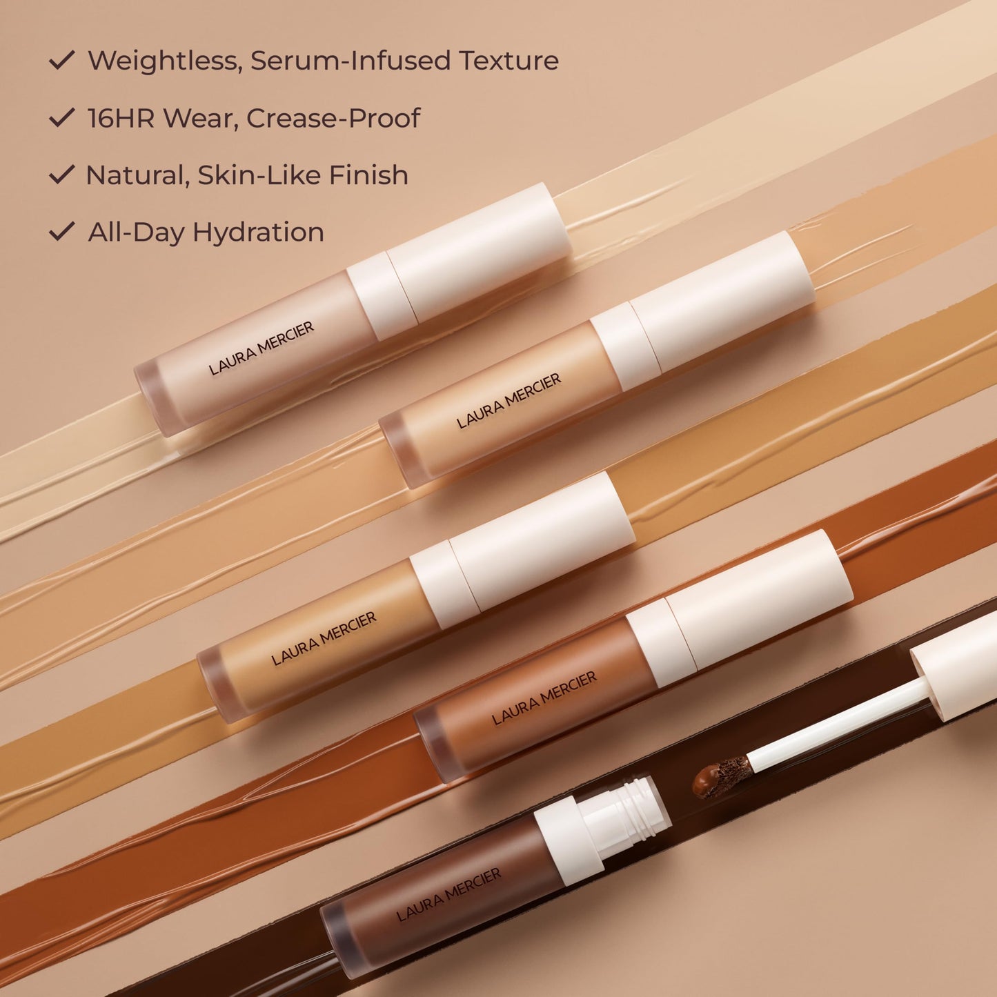 Laura Mercier Real Flawless Weightless Perfecting Serum Concealer, Long-Lasting, Waterproof, & Crease-Proof Wear, Buildable Coverage, Oil-Free, 7N1 - Very deep with neutral undertones
