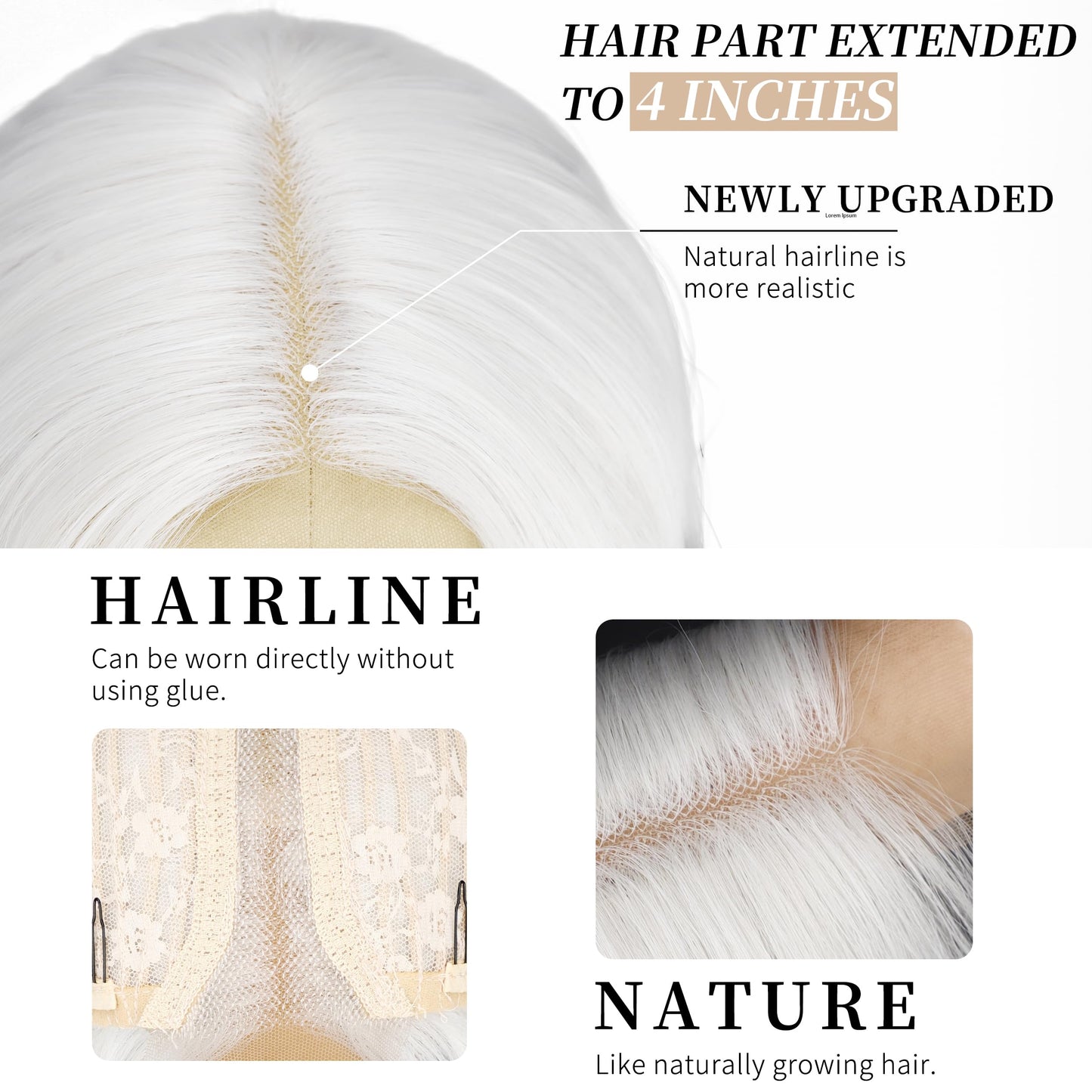 AISI HAIR White Wig for Women, Long Wavy Lace Hairline Middle Part Synthetic Wig for Daily Party-26 Inch